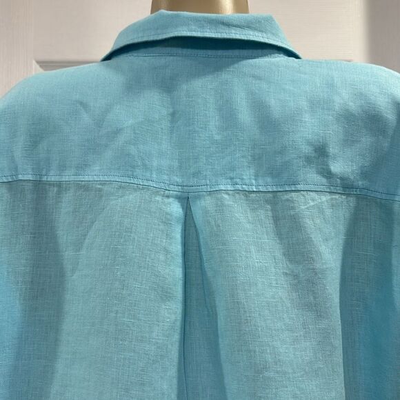 RABE BLOUSE WITH RUCHED SLEEVE. BLUE - Picture 6 of 8